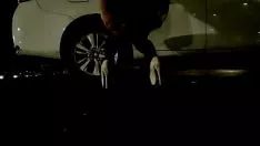 Jouer La fausse représentation portait une garniture pour faire pipi dans le domaine et she-bop dans la voiture
