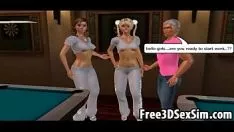 Abspielen Zwei heiße 3D-Comic-Stripperinnen werden hart gefickt